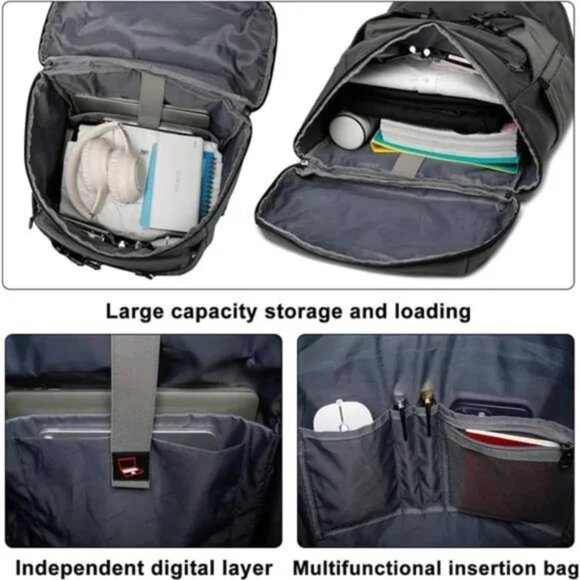 Unisex 40L Extra Large Travel Backpack Water Resistant, Gray - Picture 3 of 7